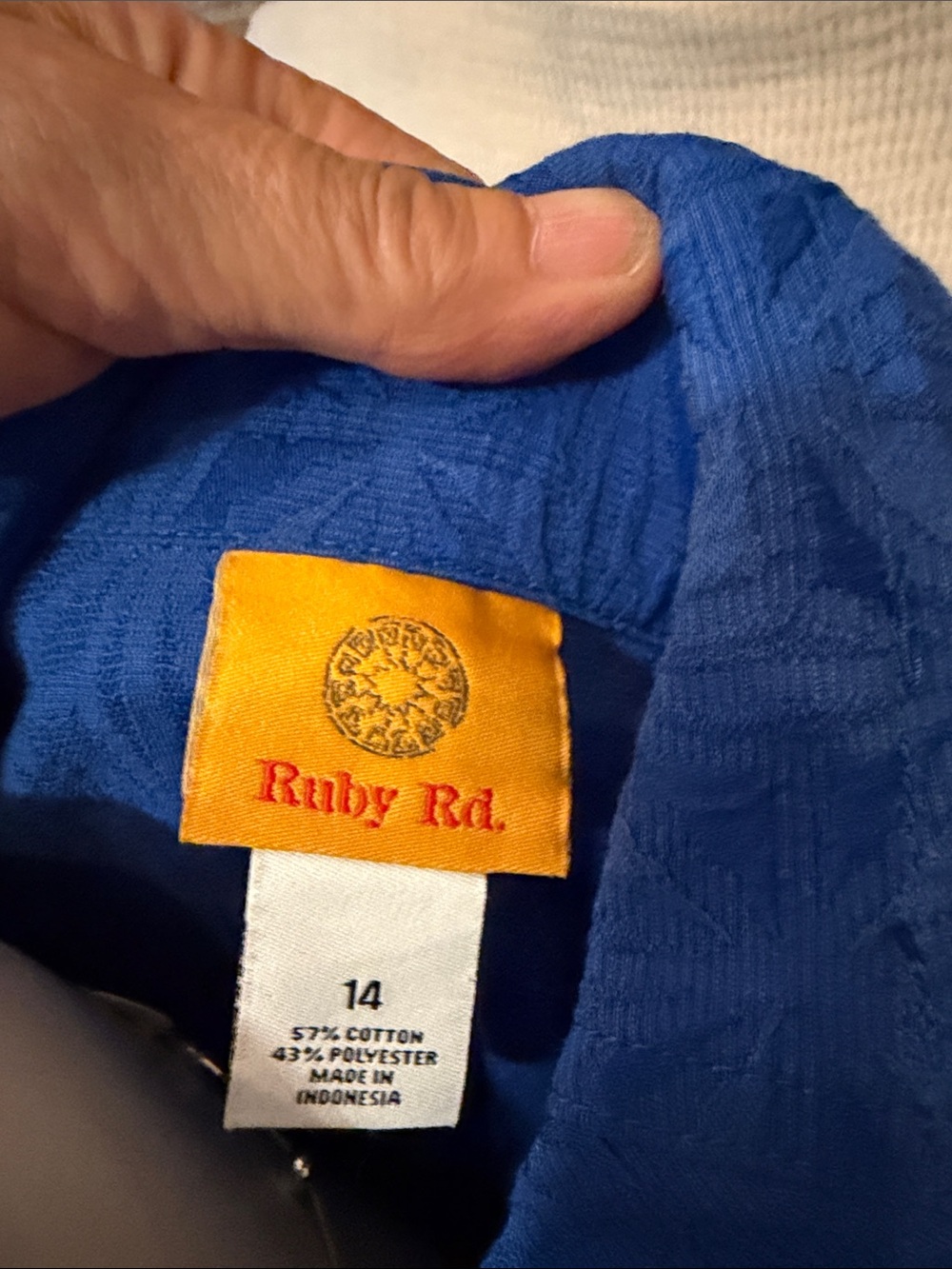 Ruby Rd. Textured Royal Blue Zip-Front Bomber Jacket - Picture 5 of 5